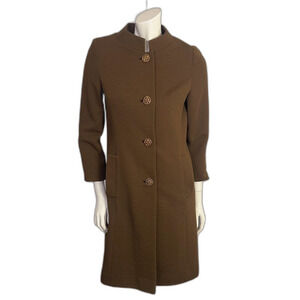 Vintage 1960s Gano Downs Denver Brown Ribbed Jacket Old Money Coat Size 10